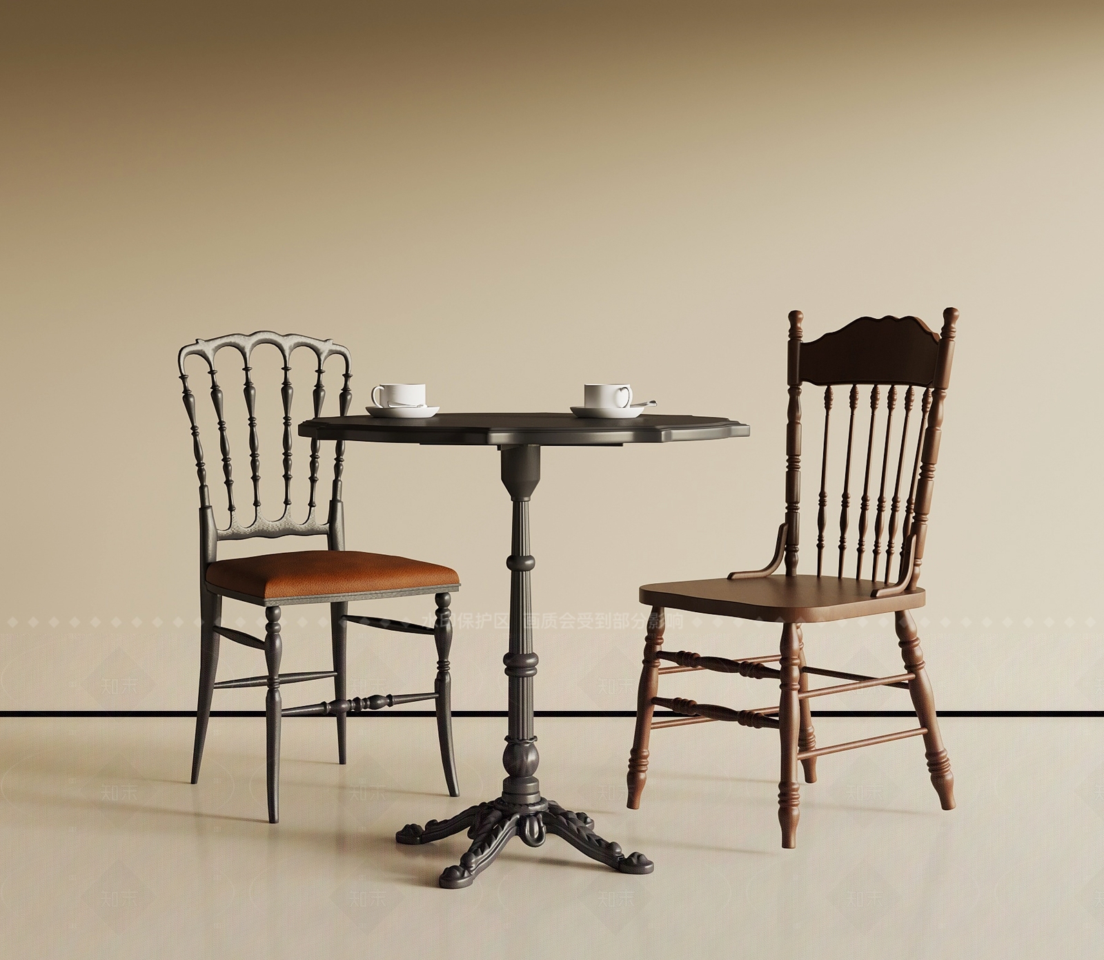 法式复古餐桌椅SU模型下载【ID:1204987079】