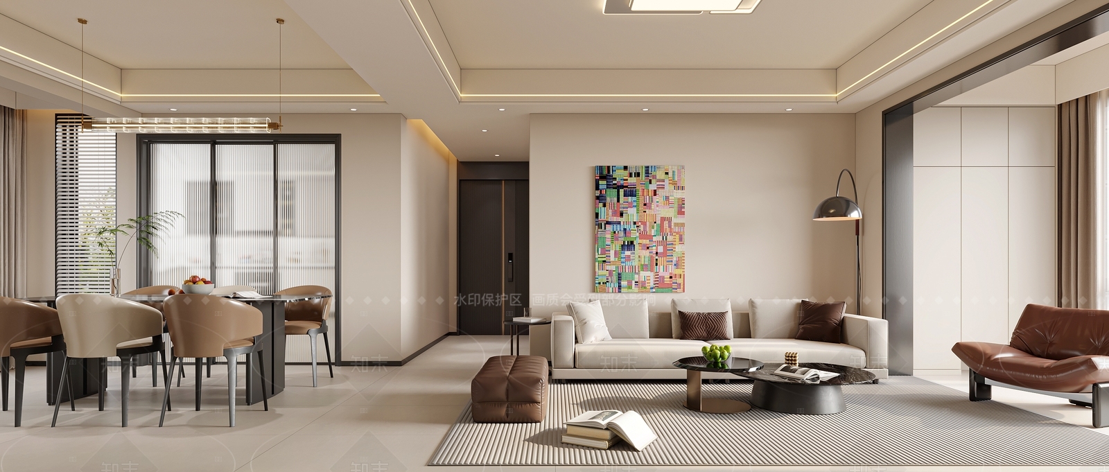 现代简约客餐厅3D模型下载【ID:1204993351】