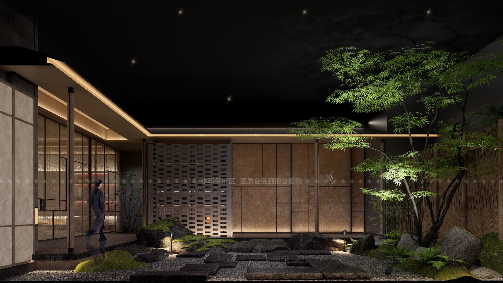 现代日式室内景观SU模型下载【ID:1204989293】