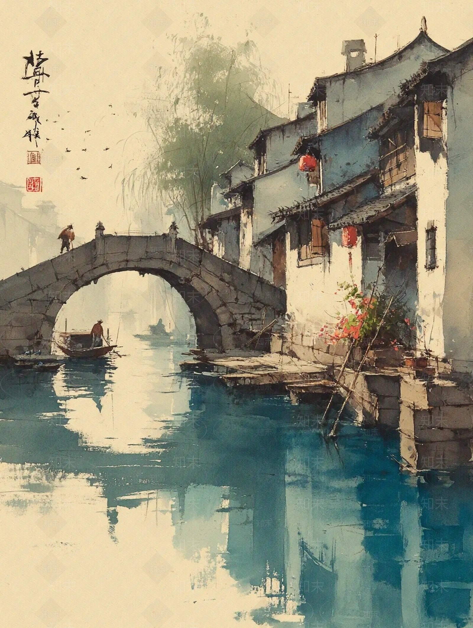 新中式中式水墨画贴图下载【ID:1204990330】