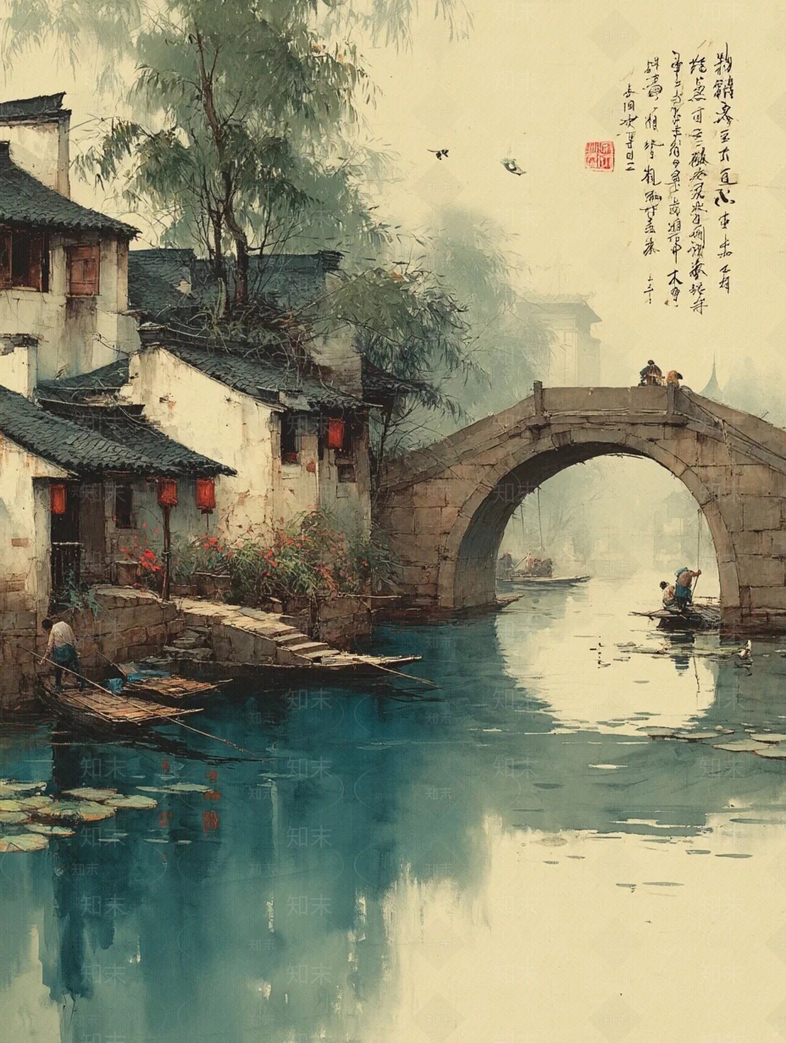 新中式中式水墨画贴图下载【ID:1204990321】