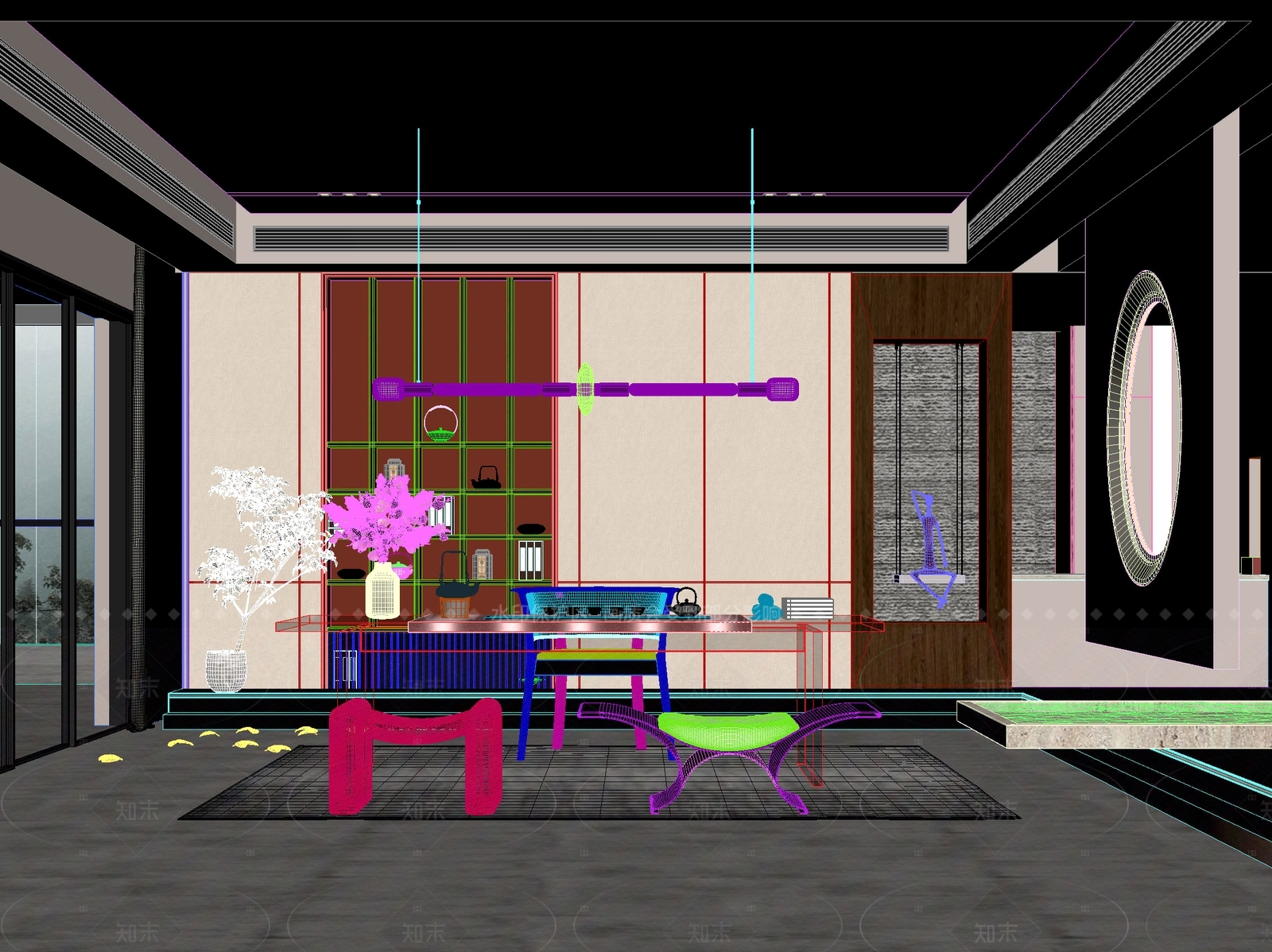 新中式中式茶桌椅3D模型下载【ID:1204993884】
