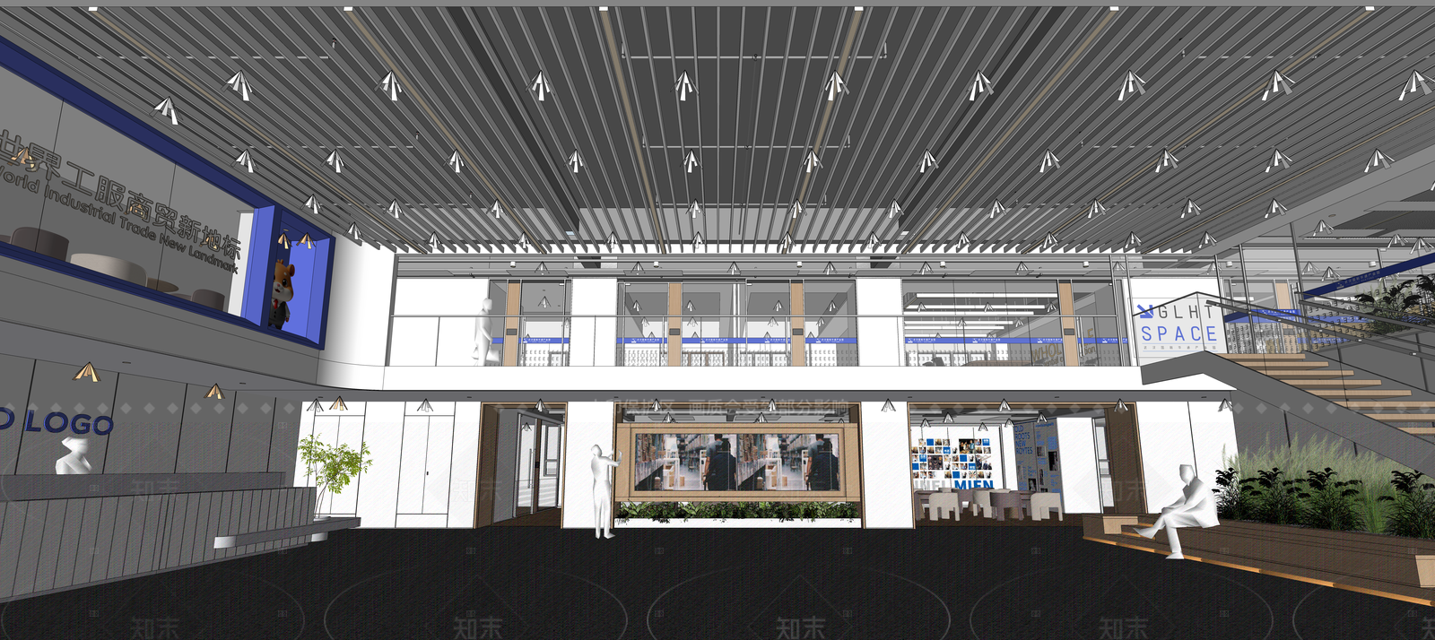 现代办公大堂SU模型下载【ID:1204994553】
