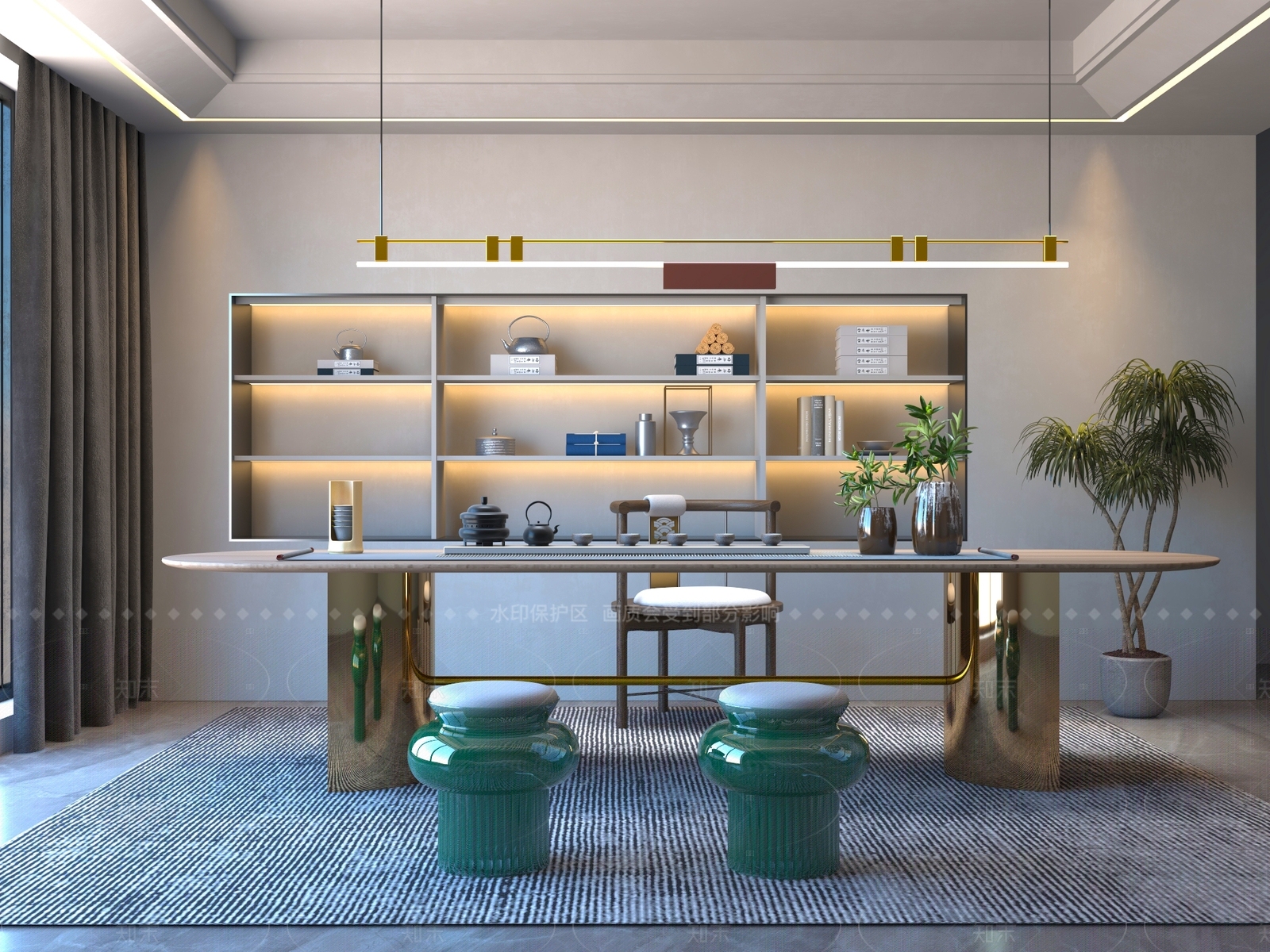 新中式中式茶桌椅3D模型下载【ID:1204994813】