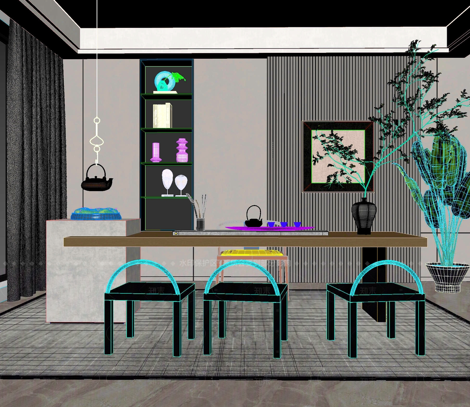 新中式中式茶桌椅3D模型下载【ID:1204996574】