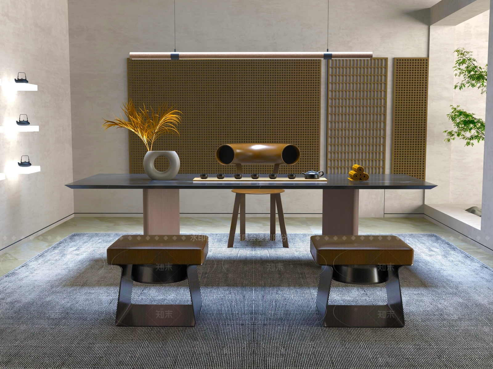 新中式中式茶桌椅3D模型下载【ID:1204997063】