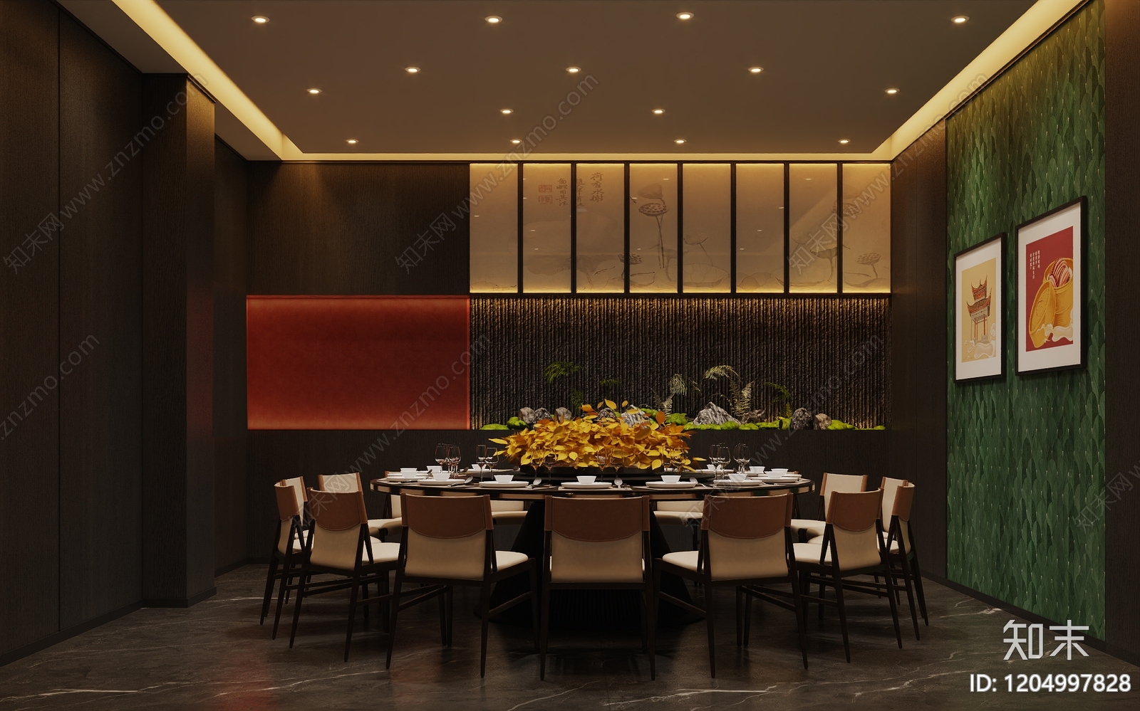 新中式中式中餐厅cad施工图下载【ID:1204997828】