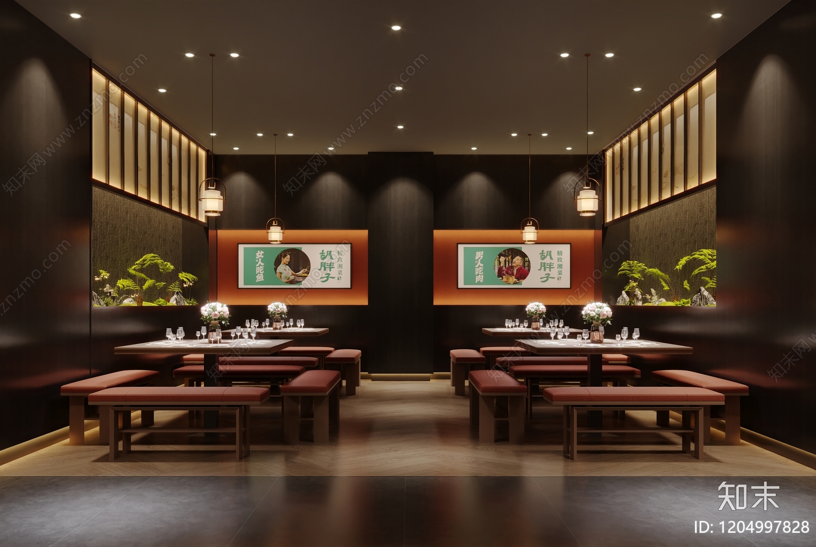 新中式中式中餐厅cad施工图下载【ID:1204997828】
