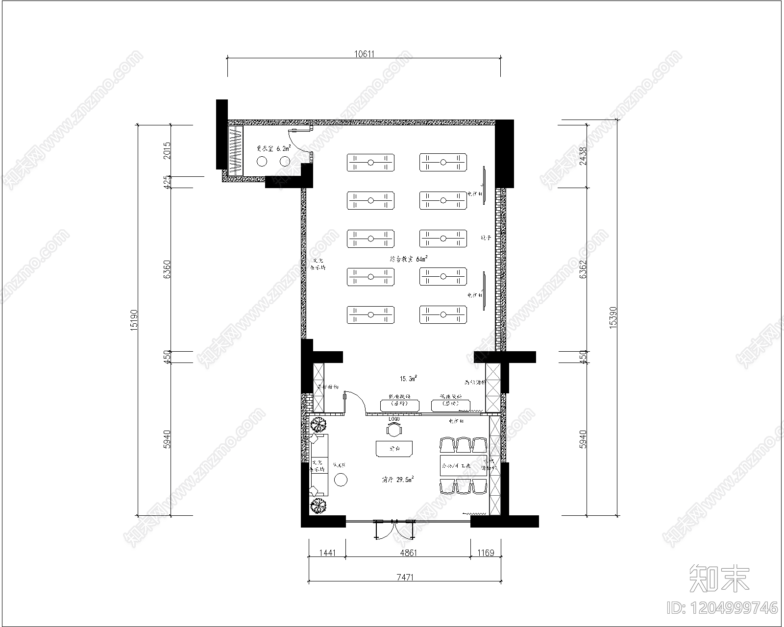 新中式现代其他休闲娱乐空间cad施工图下载【ID:1204999746】