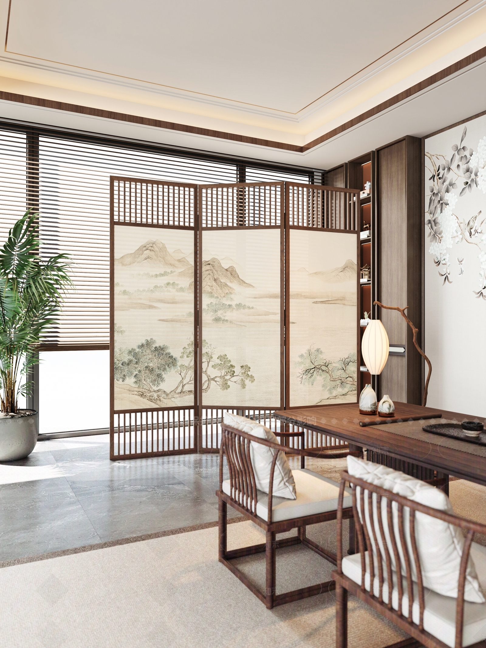 新中式中式屏风3D模型下载【ID:1204999936】