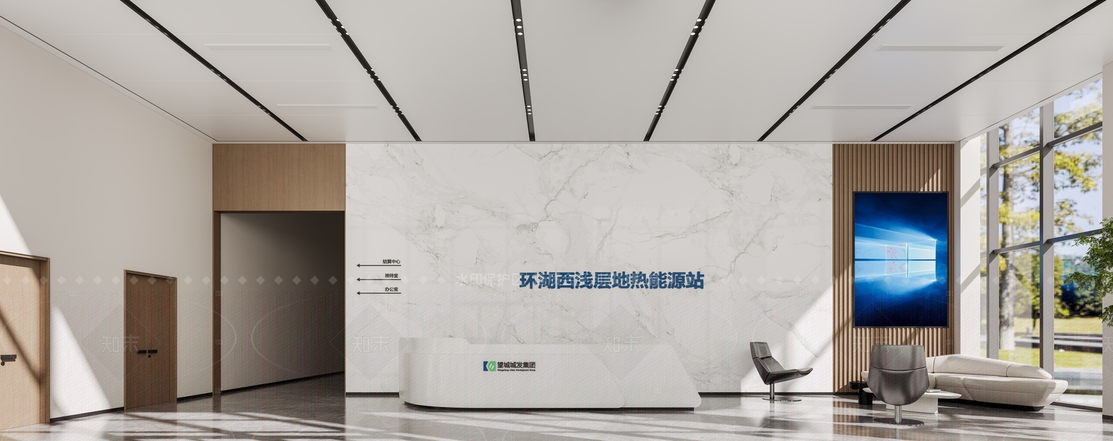 现代办公大厅3D模型下载【ID:1205000350】