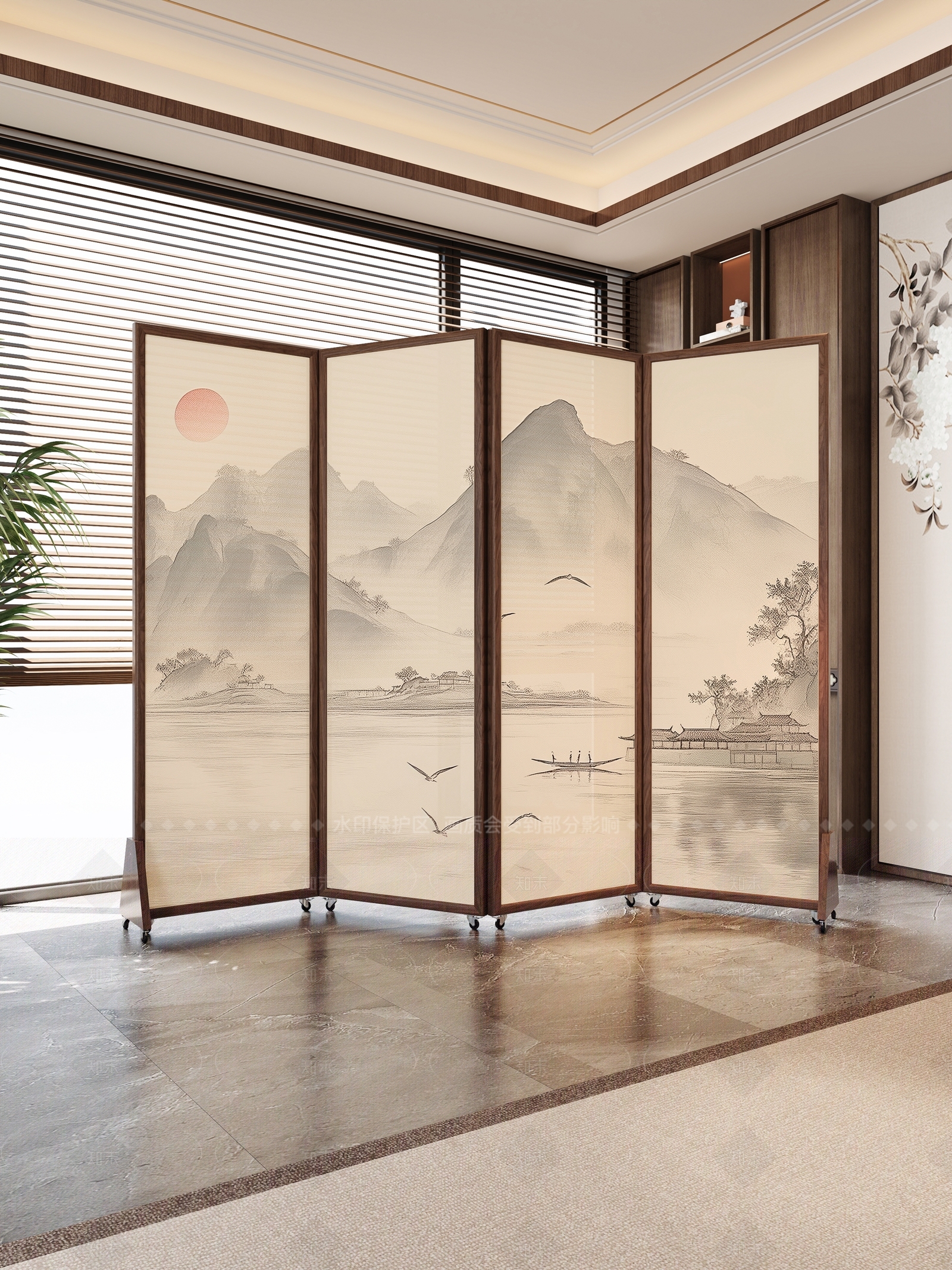 新中式中式屏风3D模型下载【ID:1205000387】