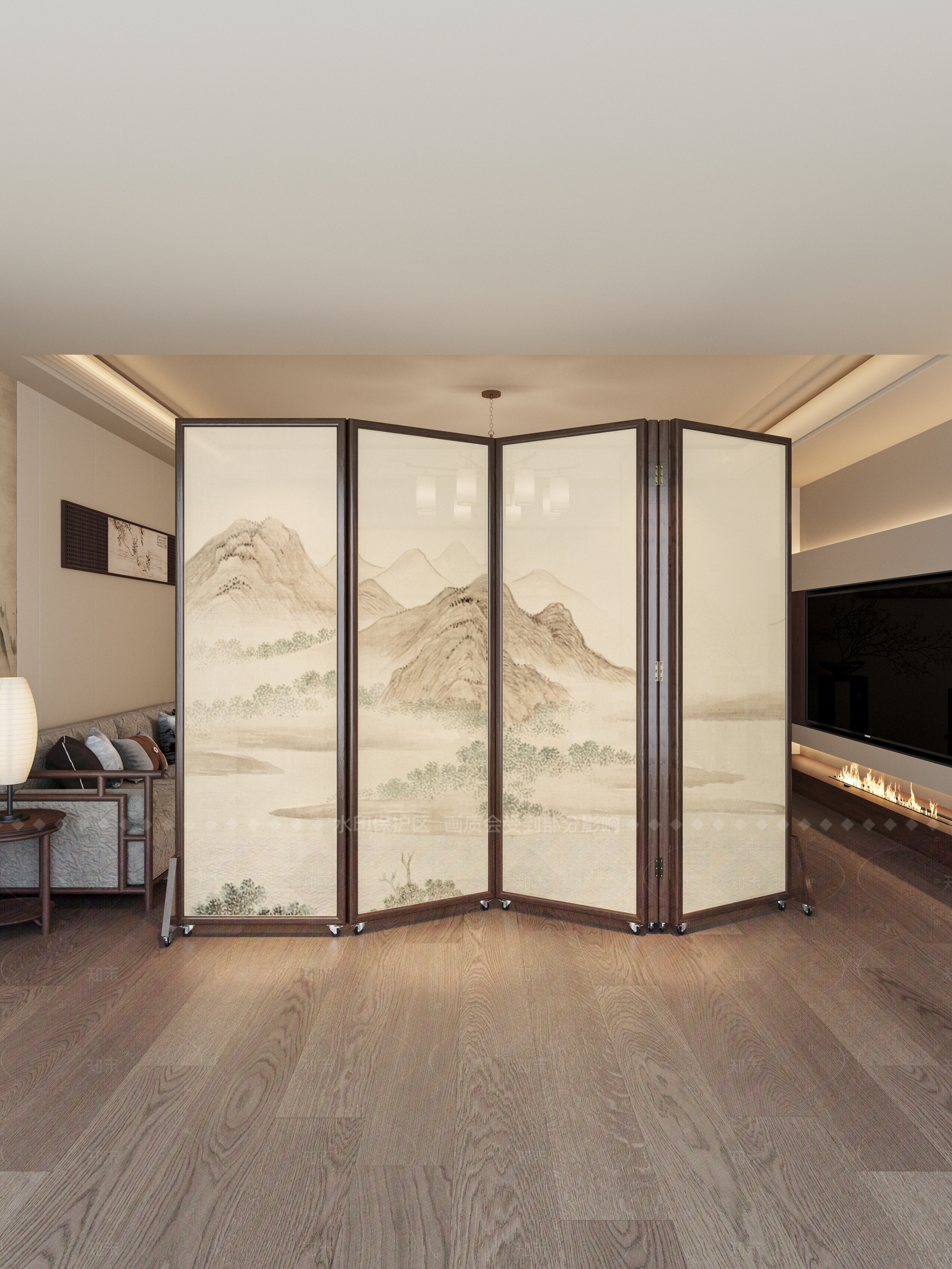 新中式中式屏风3D模型下载【ID:1205000544】