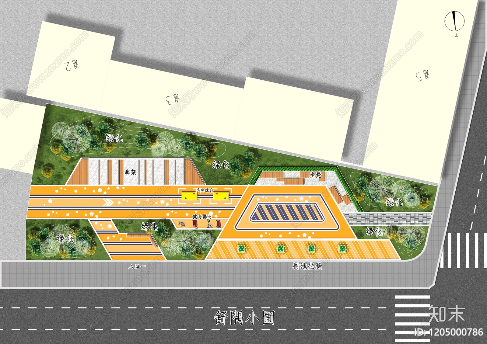 现代公园彩平图下载【ID:1205000786】