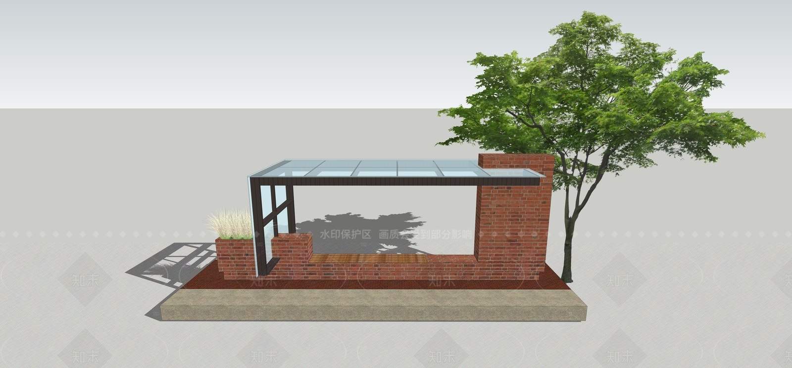 新中式公交站台SU模型下载【ID:1205001214】