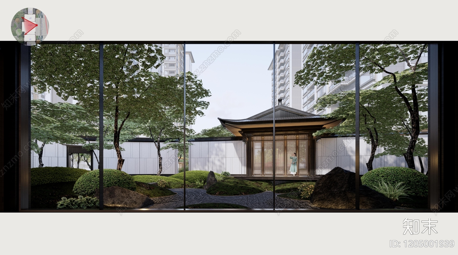 中式新中式小区景观下载【ID:1205001939】