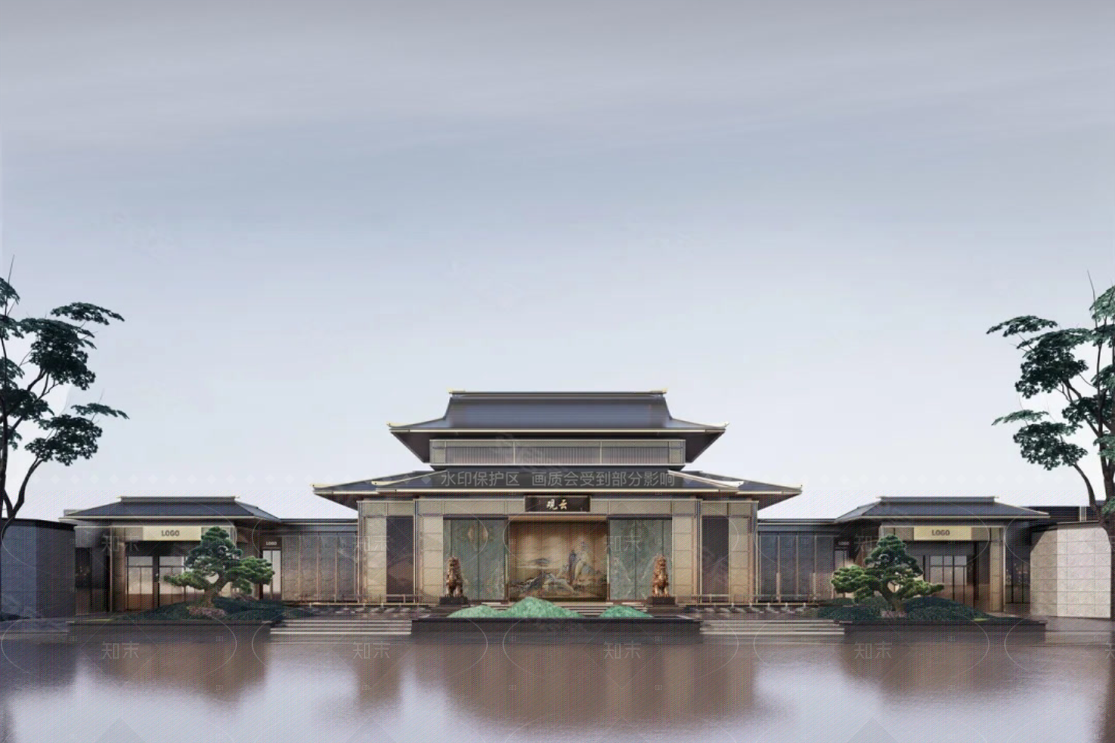 中式新中式小公建SU模型下载【ID:1205007243】