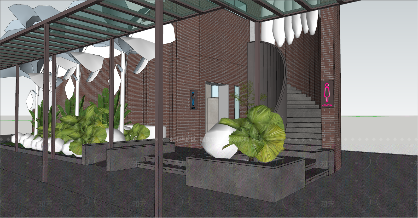 现代学校建筑SU模型下载【ID:1205005448】