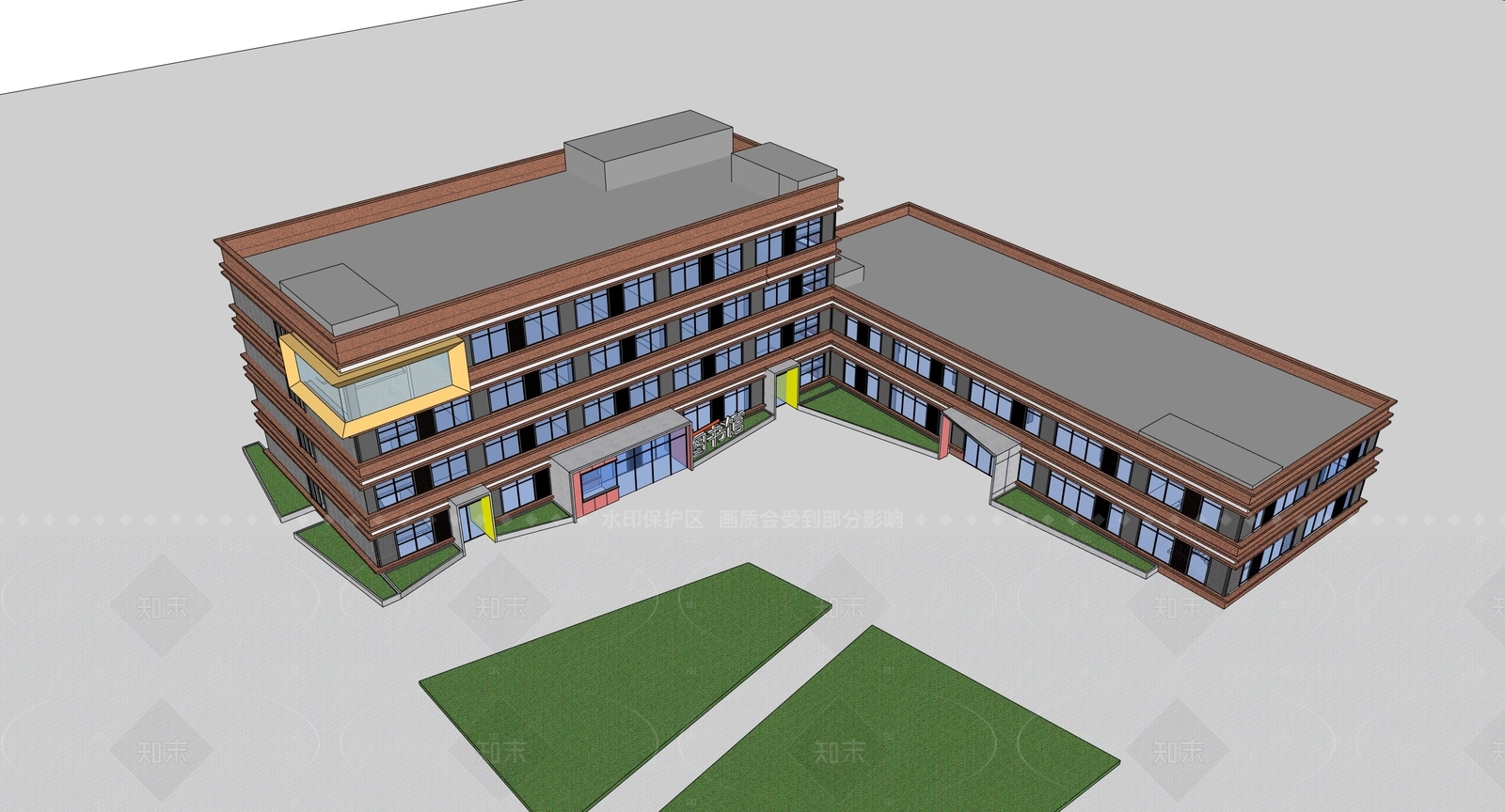 现代学校建筑SU模型下载【ID:1205068064】