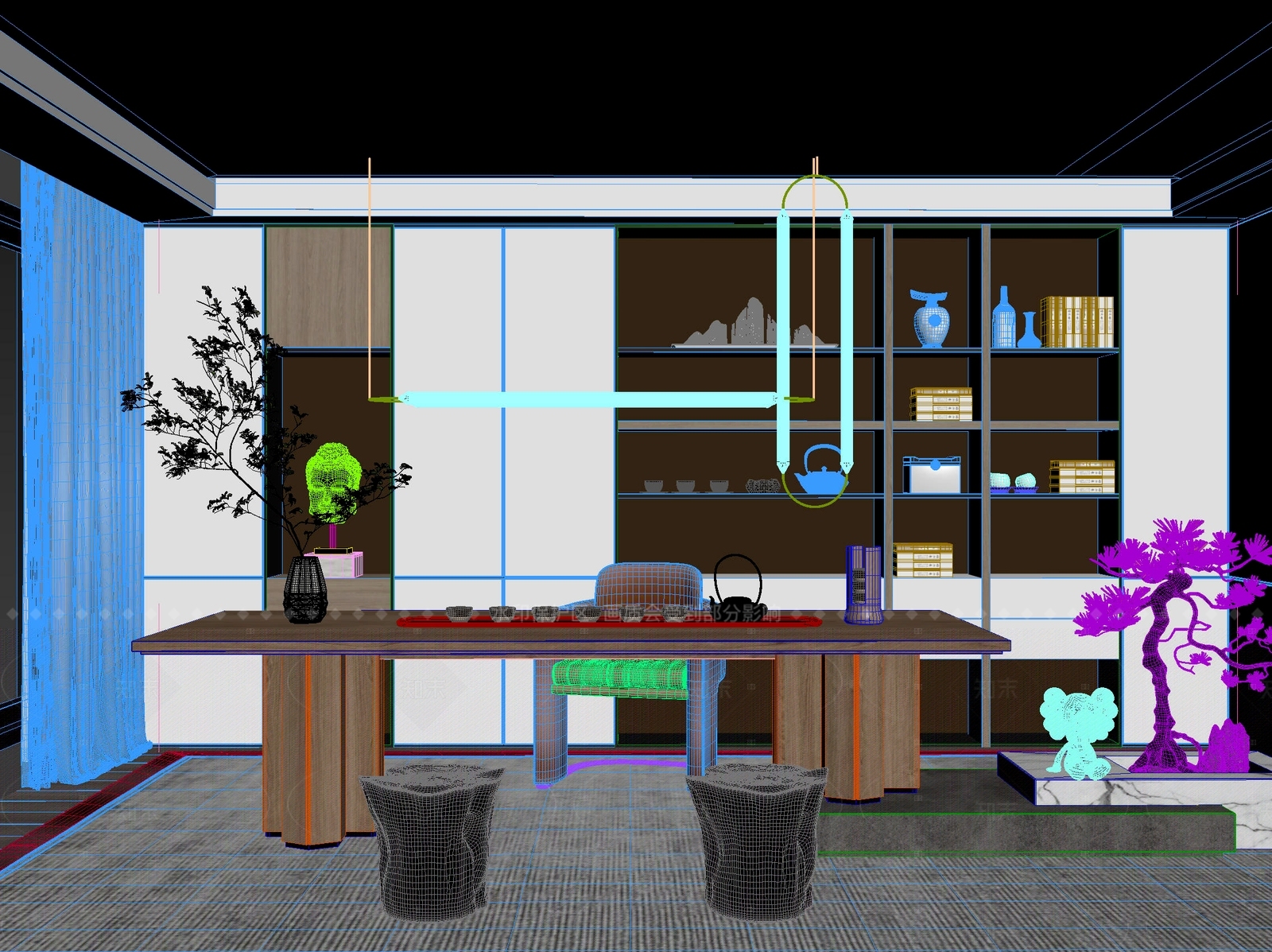 新中式中式茶桌椅3D模型下载【ID:1205006709】