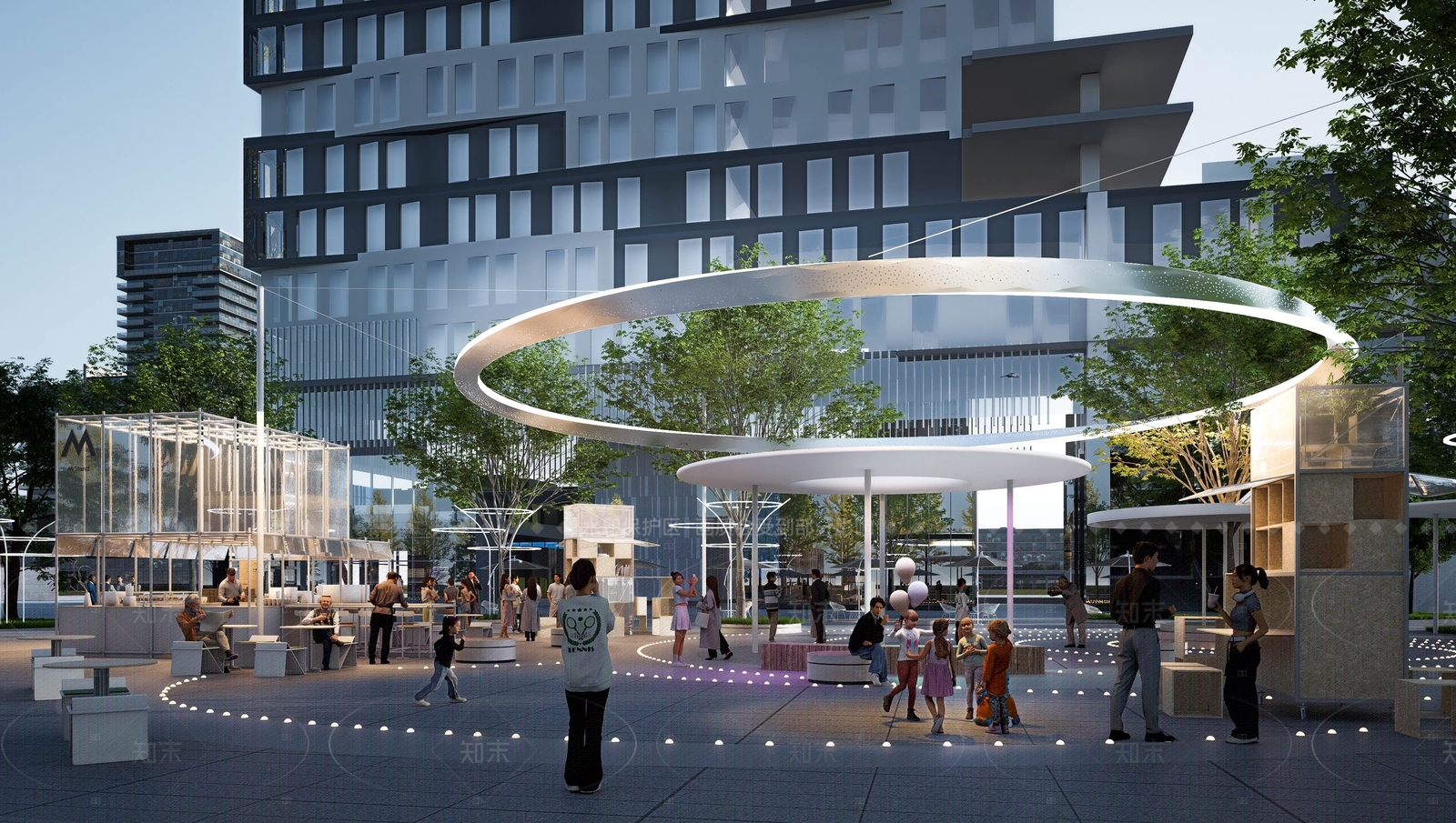 现代日式商业综合体景观SU模型下载【ID:1205006902】