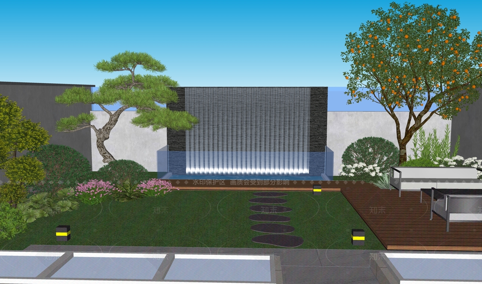 现代别墅庭院SU模型下载【ID:1205014818】