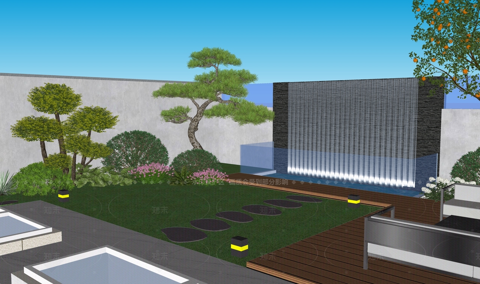现代别墅庭院SU模型下载【ID:1205014818】