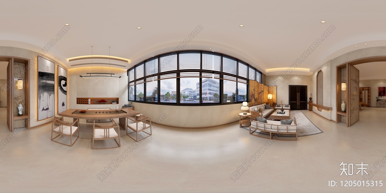 新中式禅意独立办公室cad施工图下载【ID:1205015315】