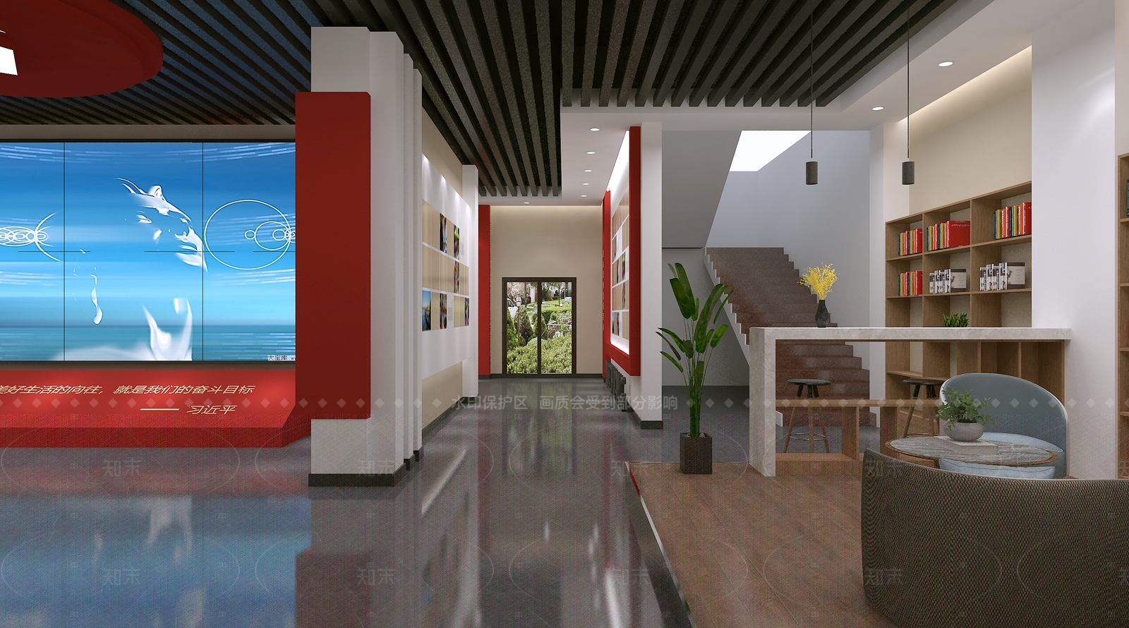 现代简约党建展厅3D模型下载【ID:1205017917】