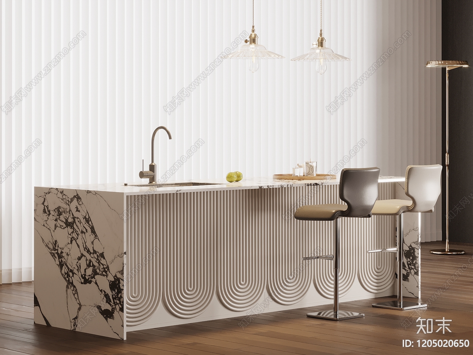 法式奶油吧台3D模型下载【ID:1205020650】