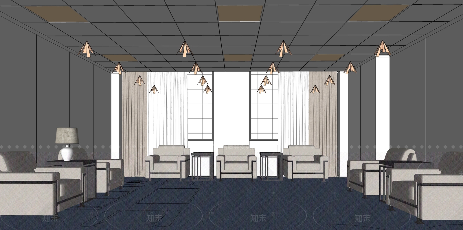 现代新中式休息区SU模型下载【ID:1205021418】