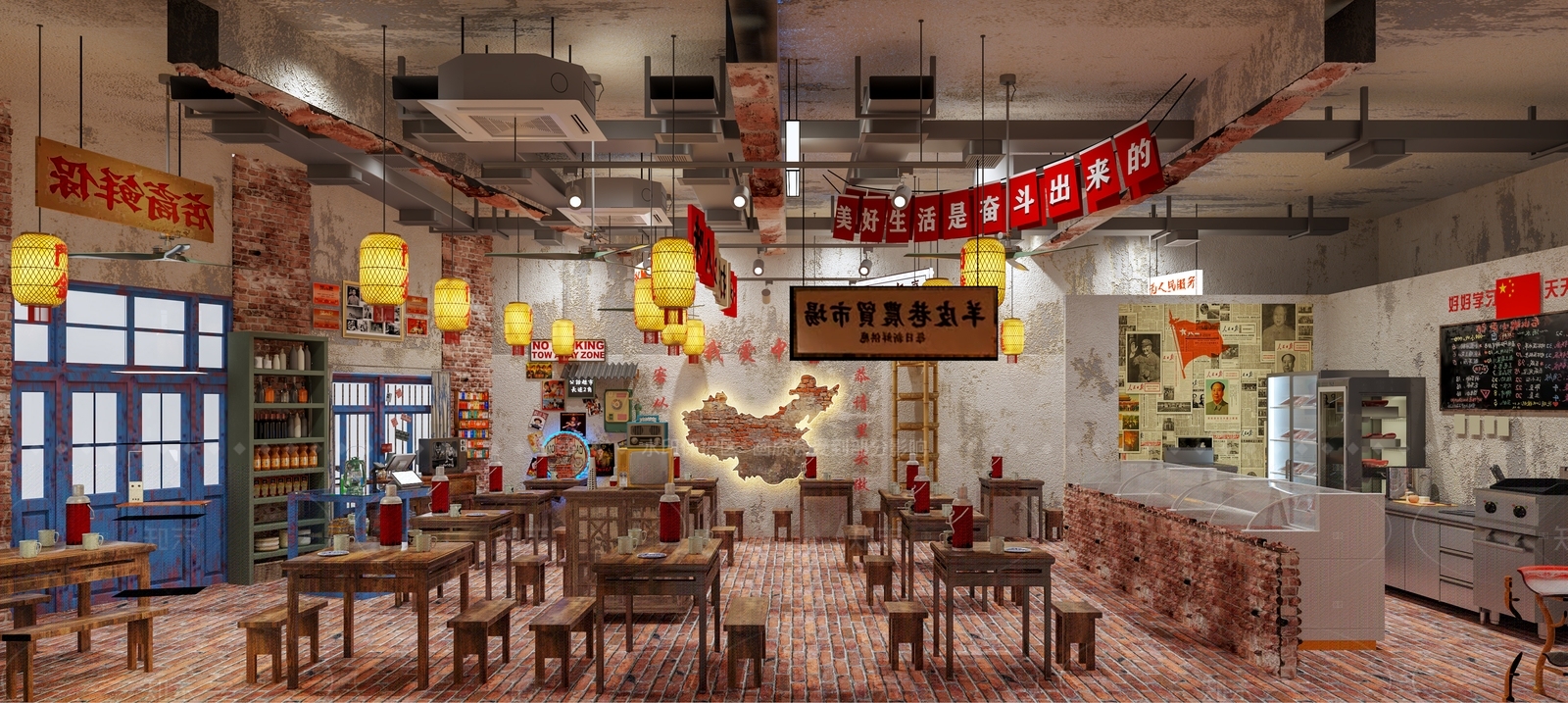 复古工业烤肉店3D模型下载【ID:1205023268】