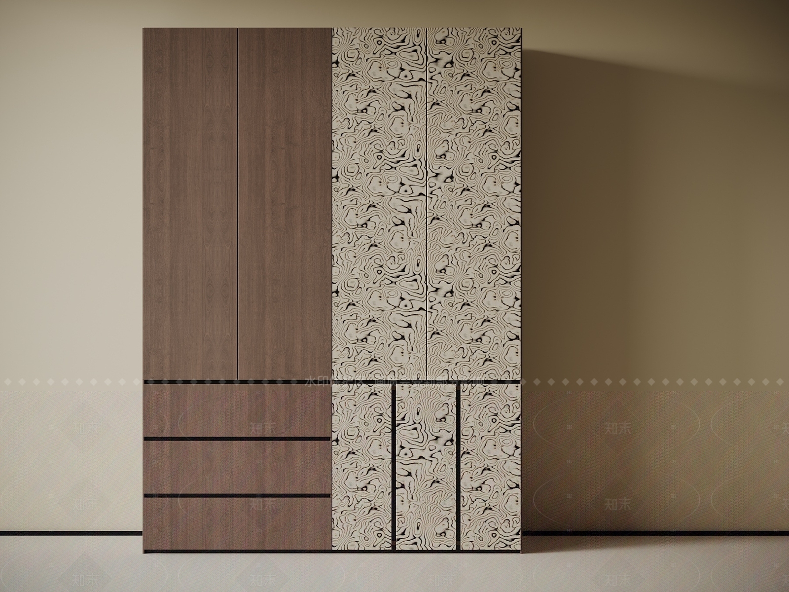 现代中古衣柜3D模型下载【ID:1205023174】