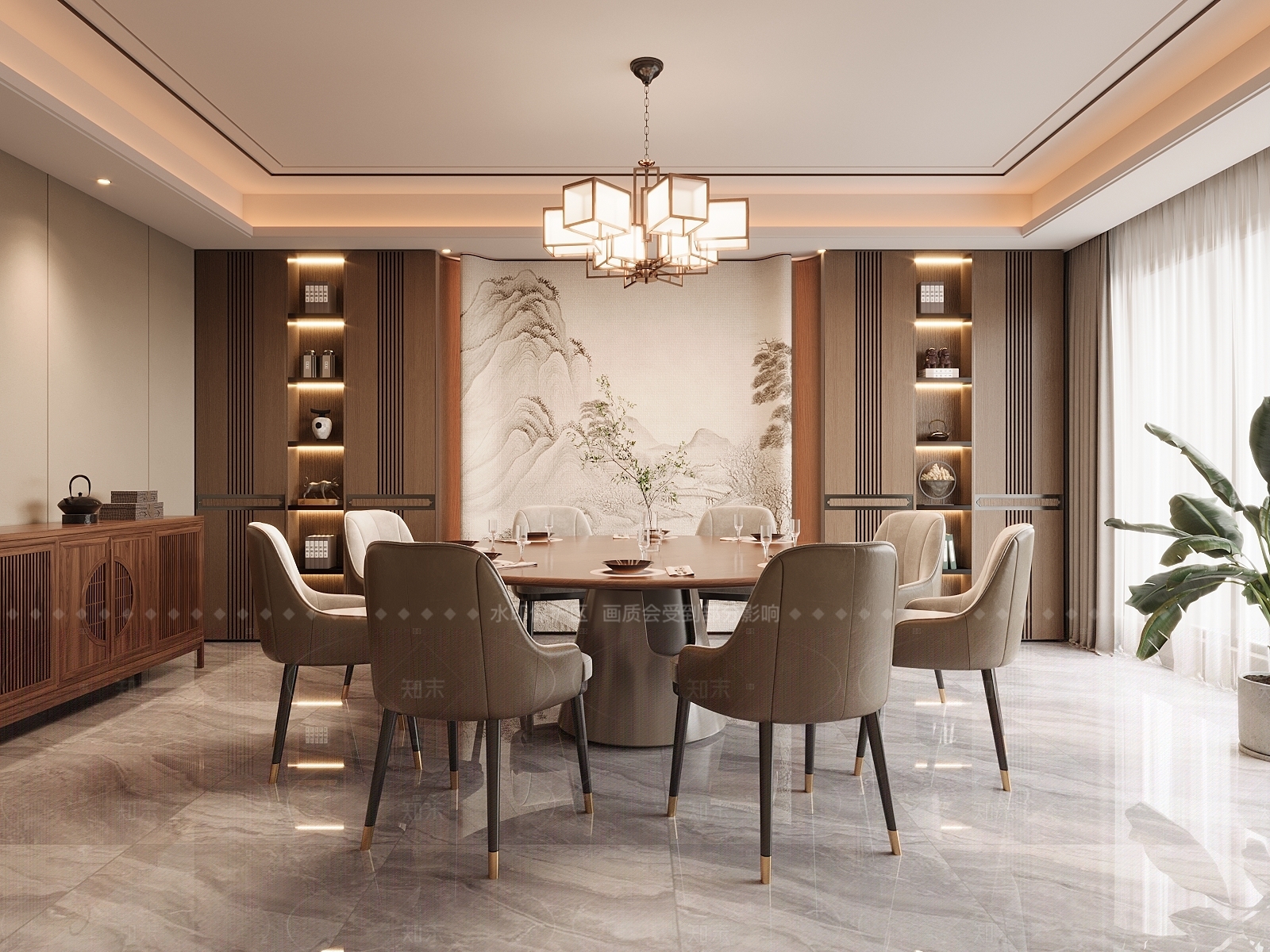 新中式中式包厢3D模型下载【ID:1205023941】
