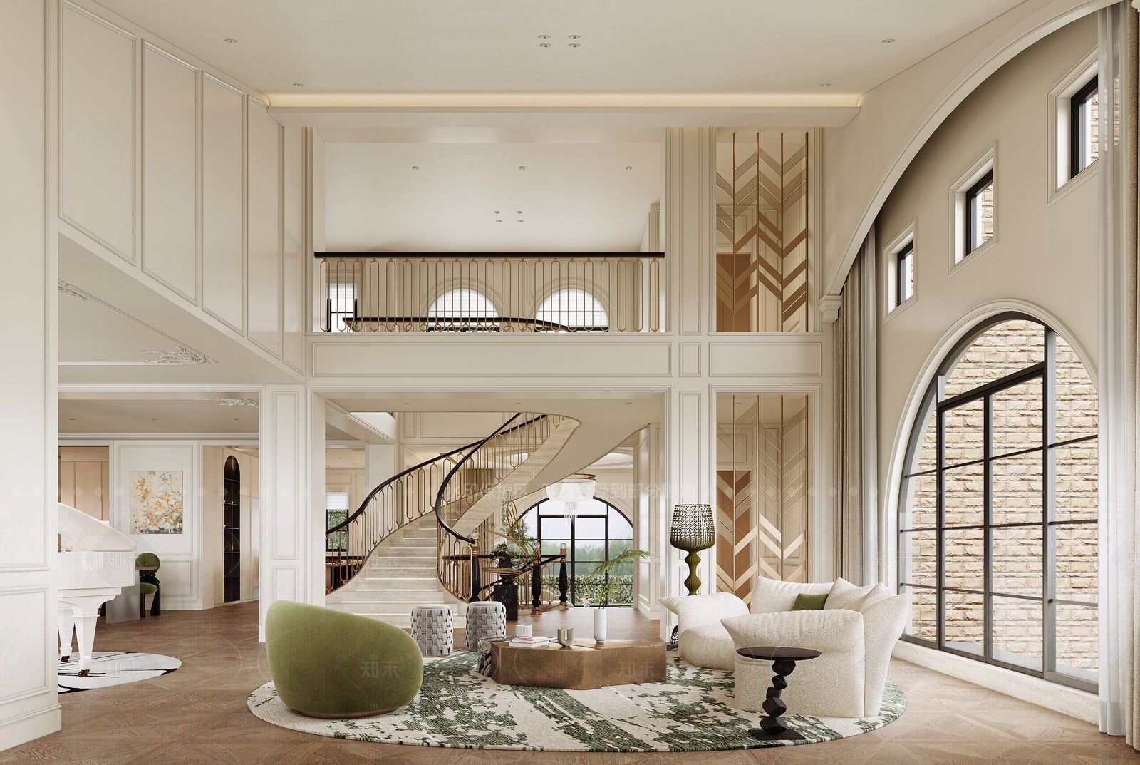 法式意式别墅客厅3D模型下载【ID:1205024054】