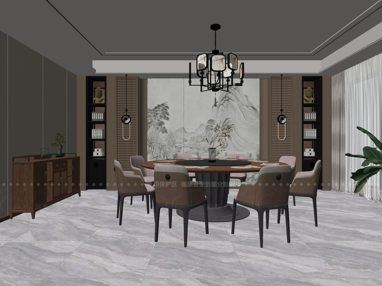 新中式中式包厢SU模型下载【ID:1205024264】