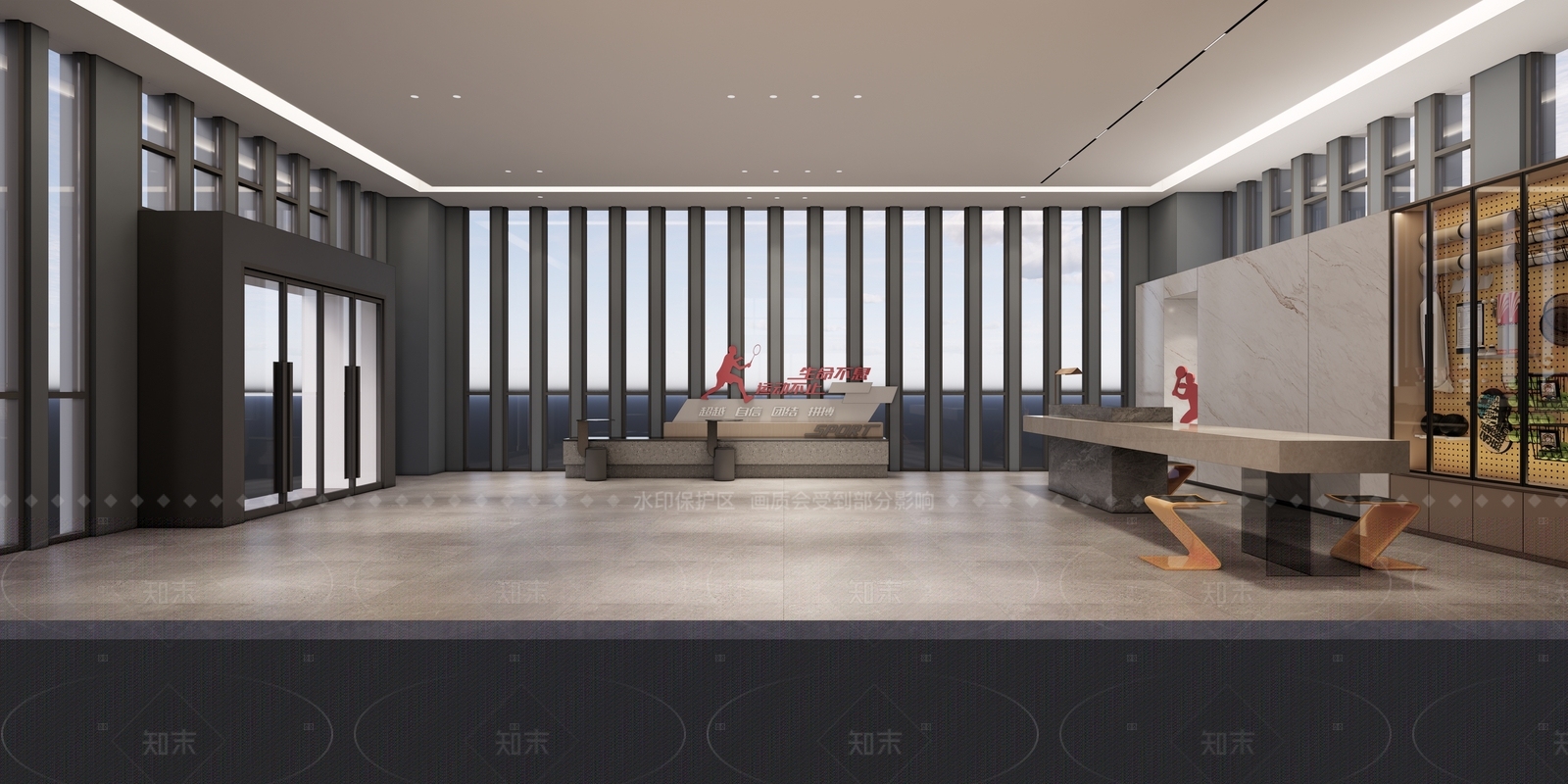 现代办公大堂SU模型下载【ID:1205027029】