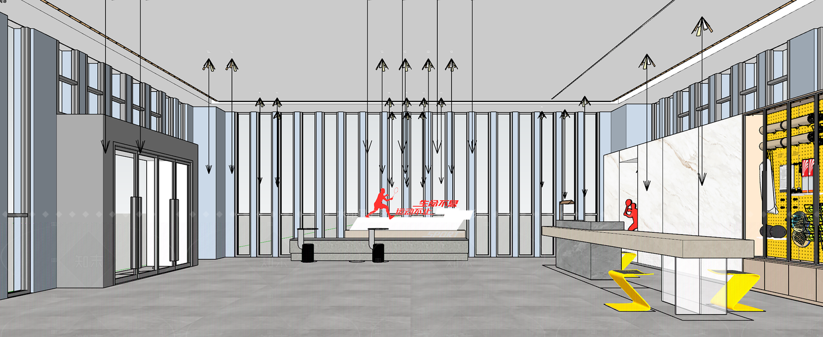 现代办公大堂SU模型下载【ID:1205027029】
