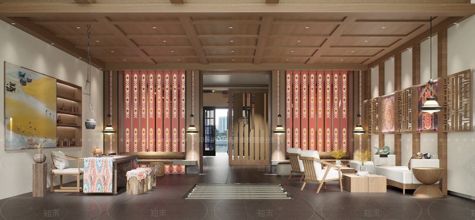 新中式中式茶餐厅SU模型下载【ID:1205029512】