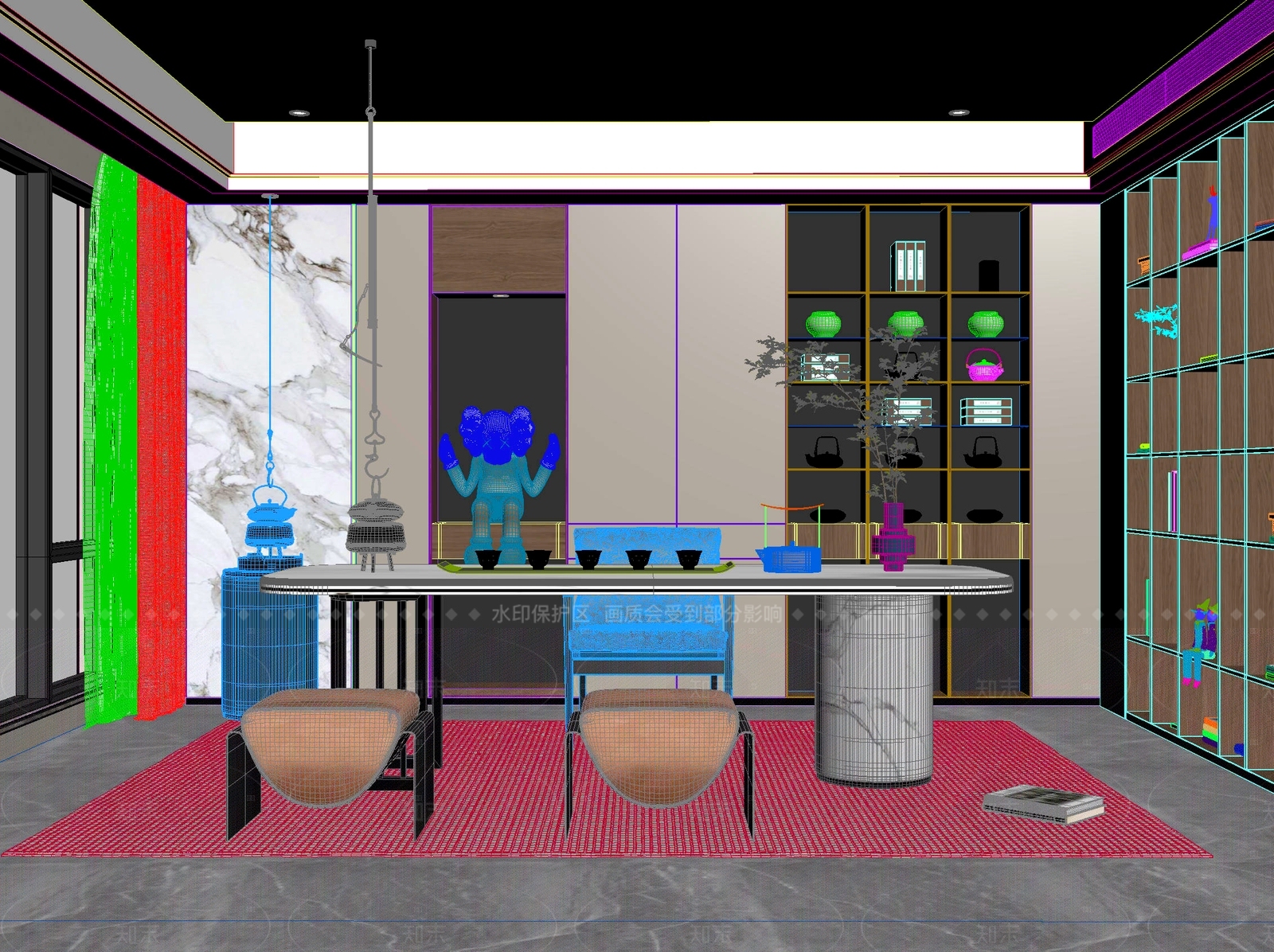 新中式中式茶桌椅3D模型下载【ID:1205030774】