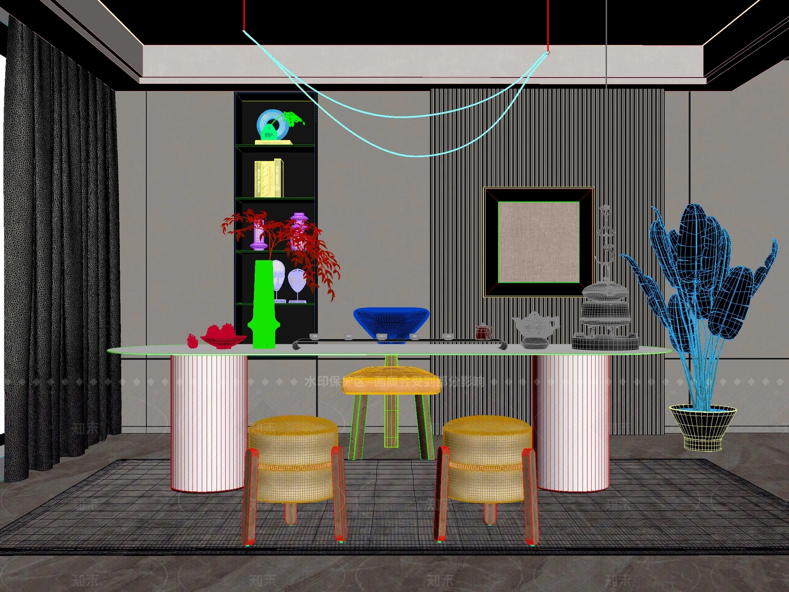 新中式中式茶桌椅3D模型下载【ID:1205031554】