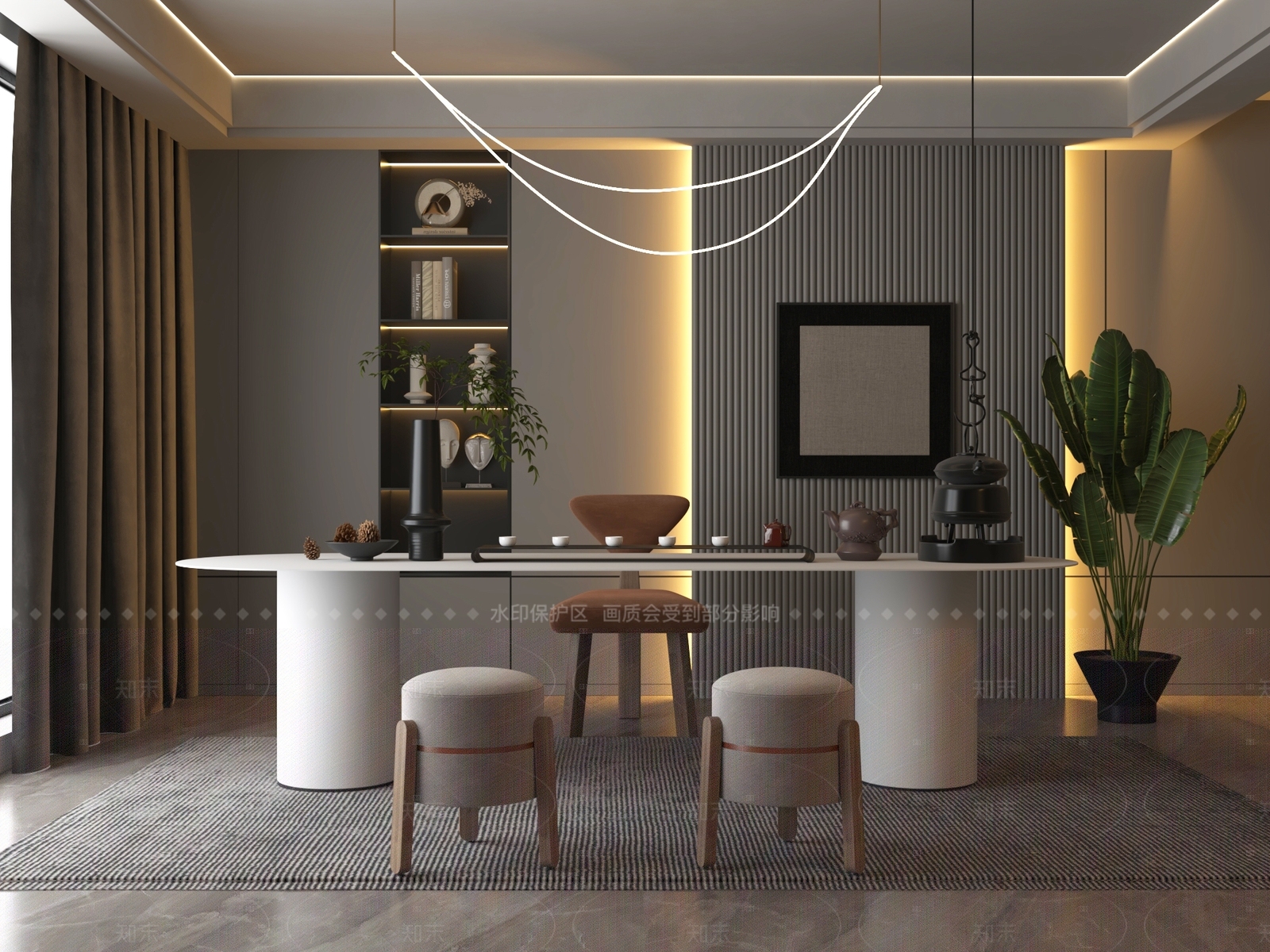 新中式中式茶桌椅3D模型下载【ID:1205031554】