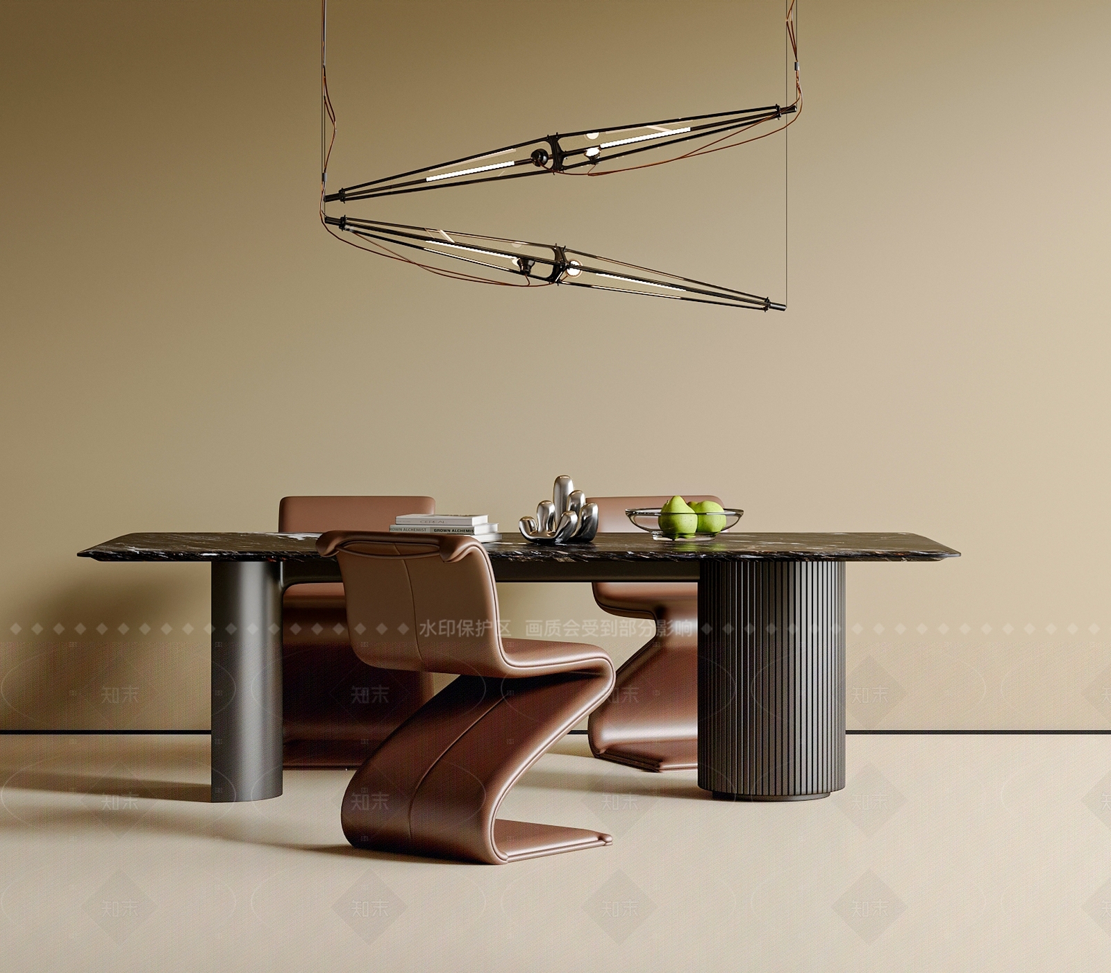 现代意式餐桌椅SU模型下载【ID:1205093075】