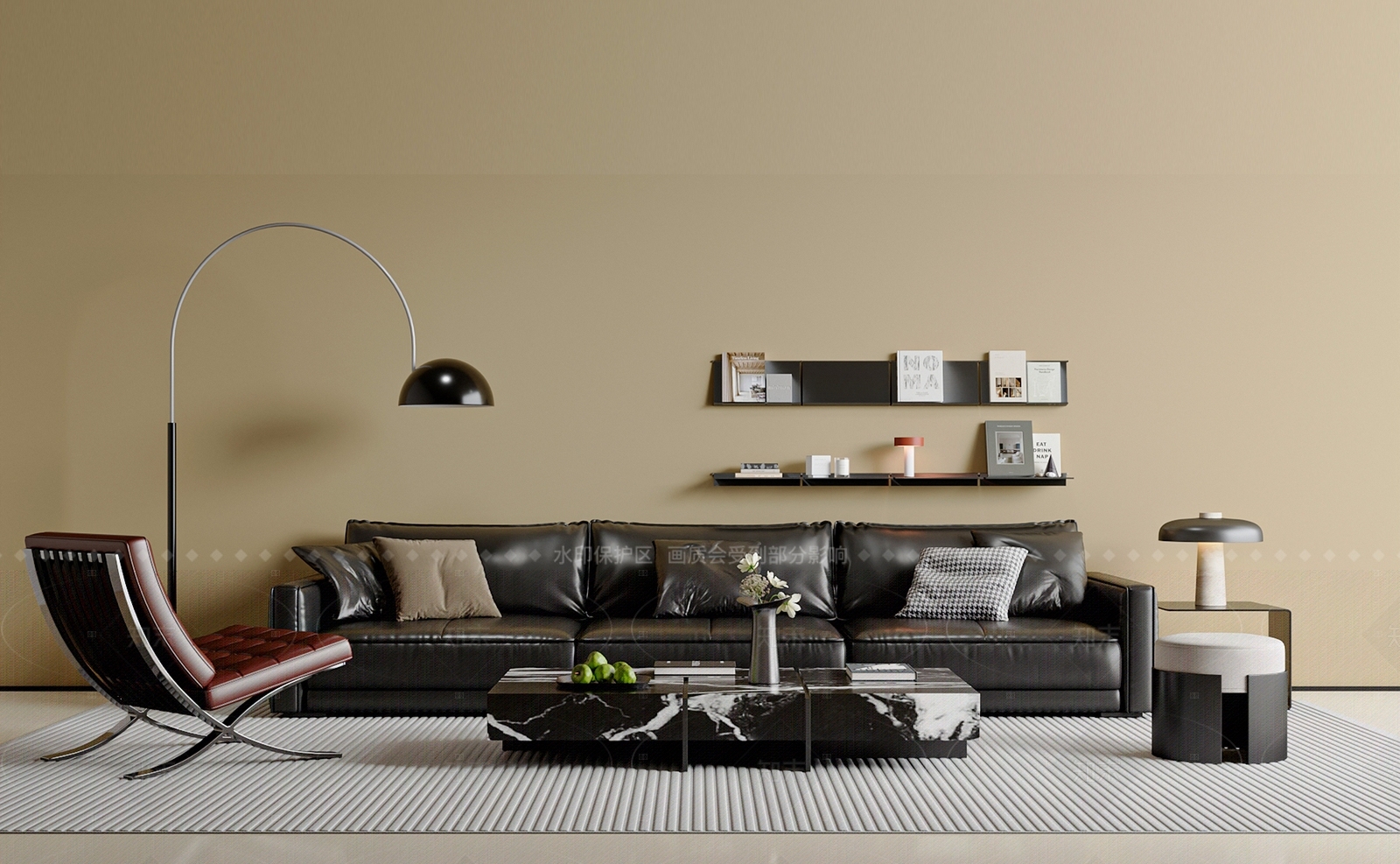 现代意式沙发组合SU模型下载【ID:1205034984】