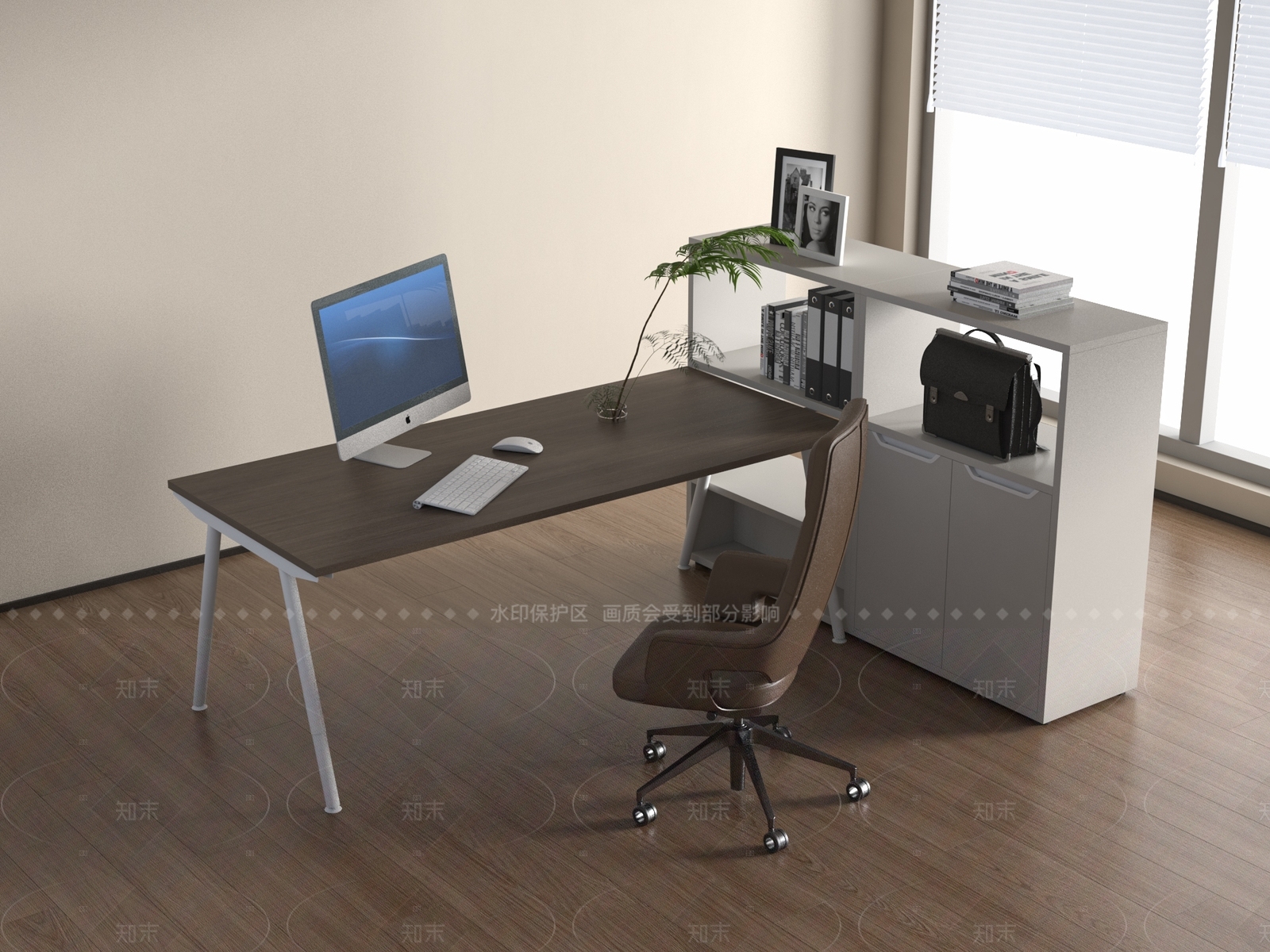 现代简约办公桌椅3D模型下载【ID:1205036693】