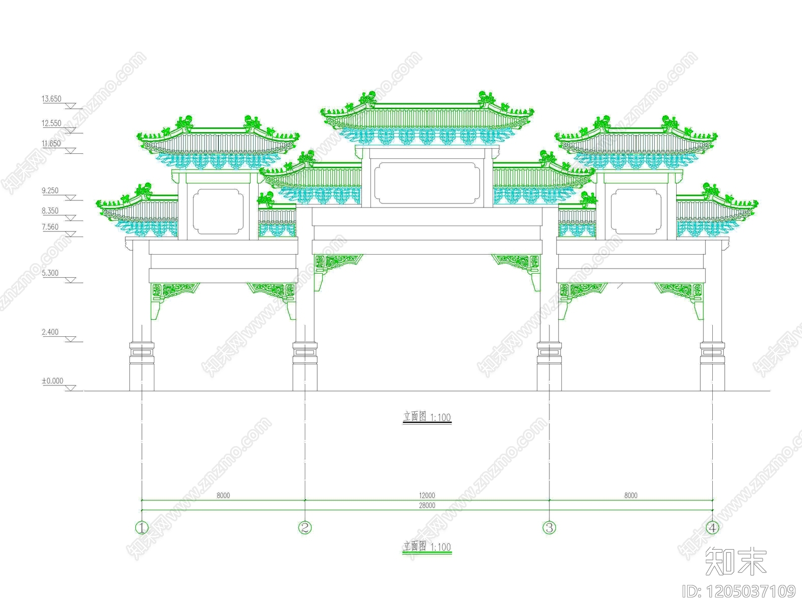 仿古建筑施工图下载【ID:1205037109】