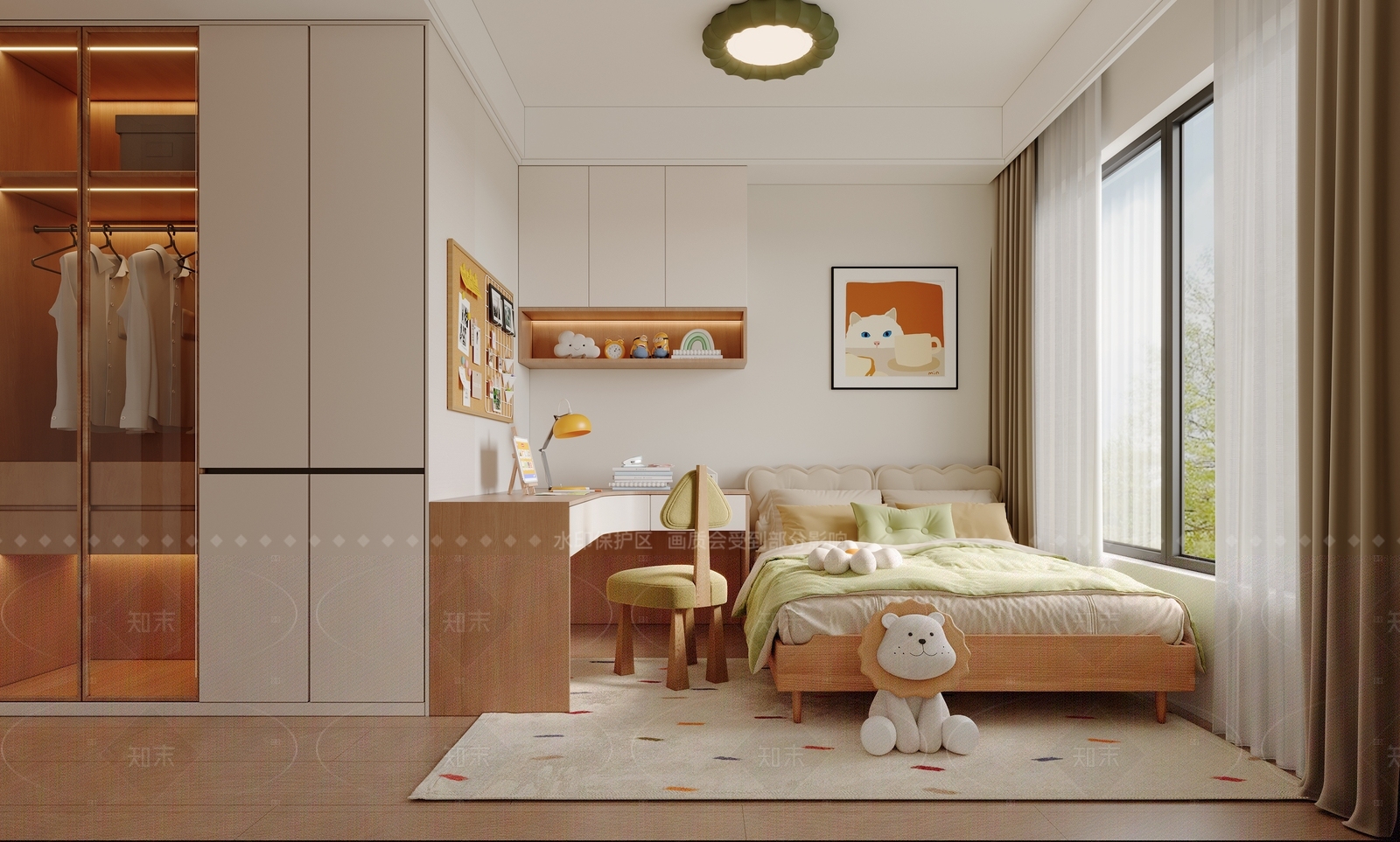 原木奶油家居卧室3D模型下载【ID:1205039836】