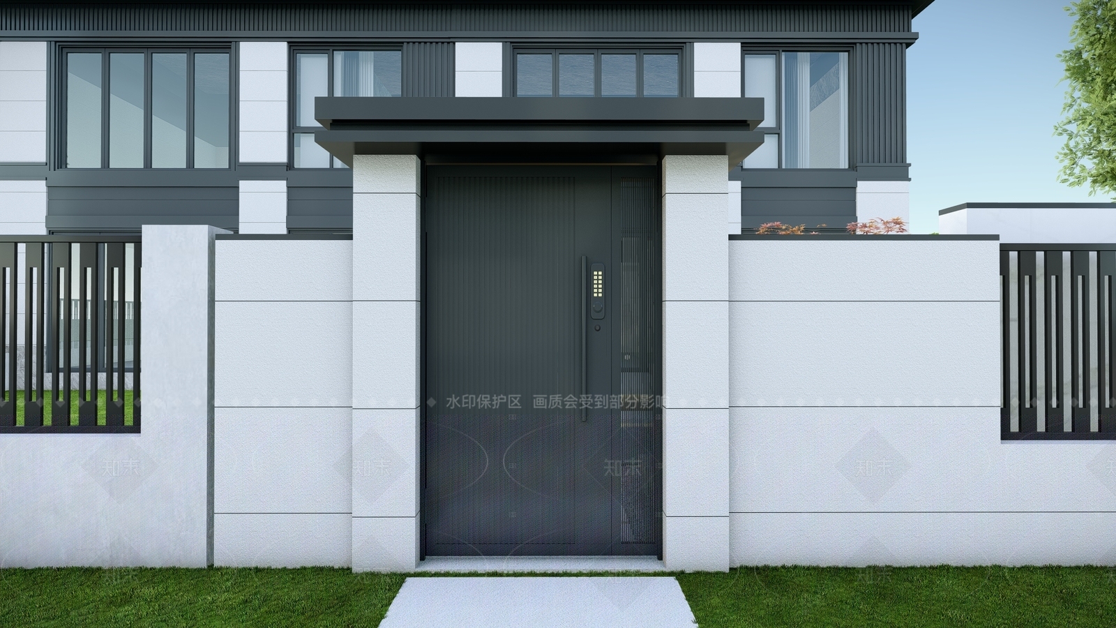 现代简约庭院小品SU模型下载【ID:1205038776】