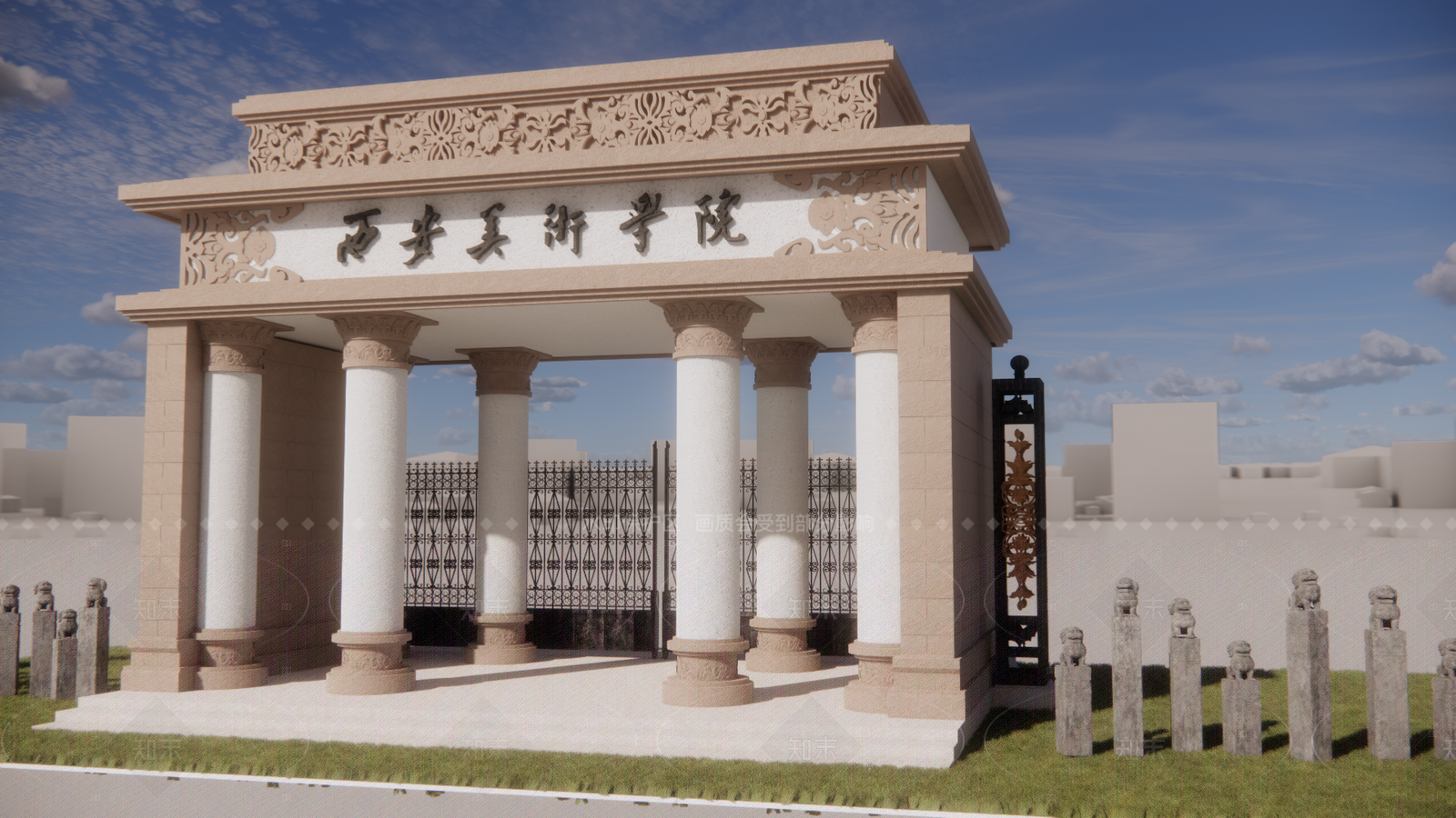 复古现代学校建筑SU模型下载【ID:1205042918】
