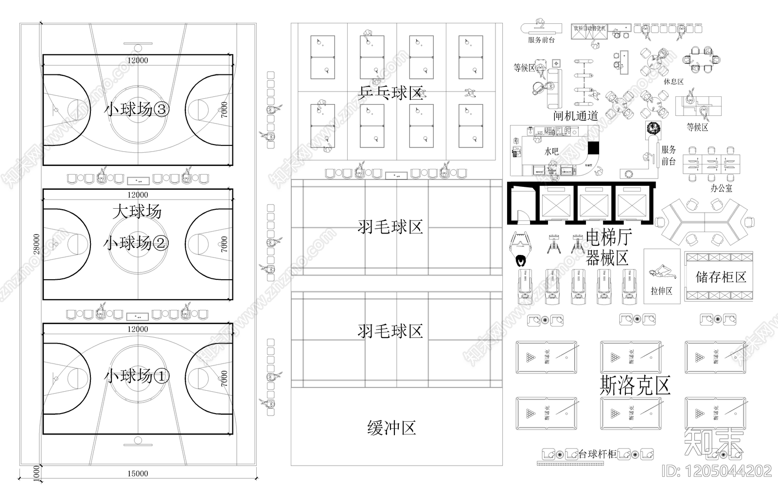 现代体育馆cad施工图下载【ID:1205044202】